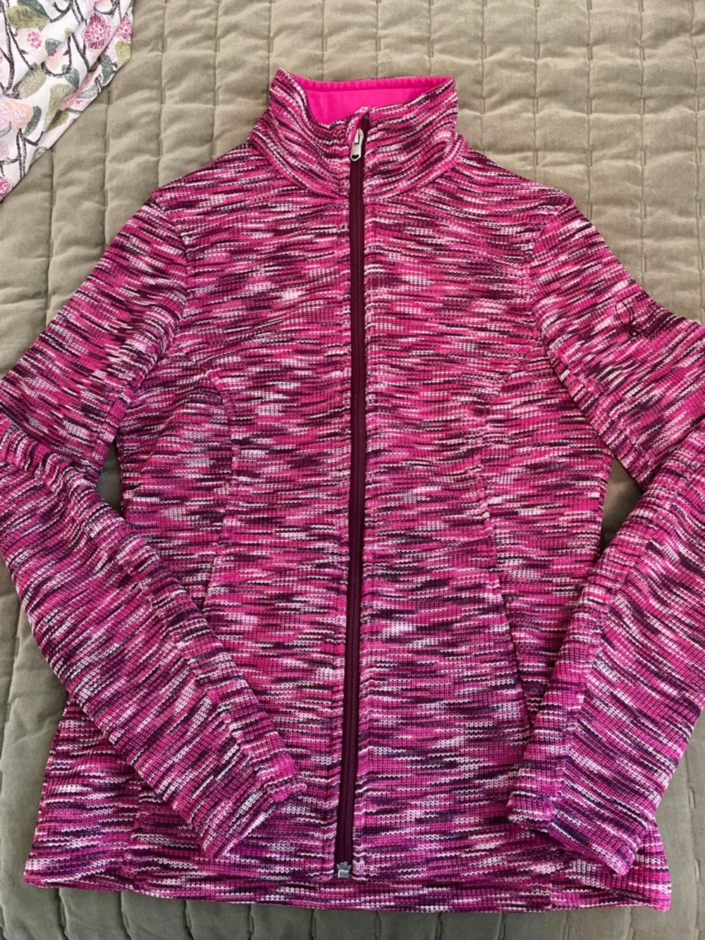 Spyder Pink Space-Dyed Full Zip Fleece Jacket